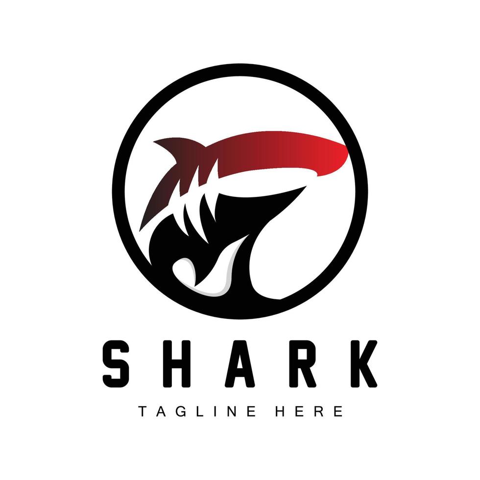 Hai-Logo, Wildfisch-Vektorillustration, Meeresraubtier, Design-Ikone der Produktmarke vektor