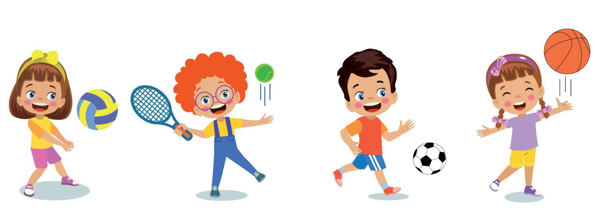 Lycklig barn framställning olika sport vektor