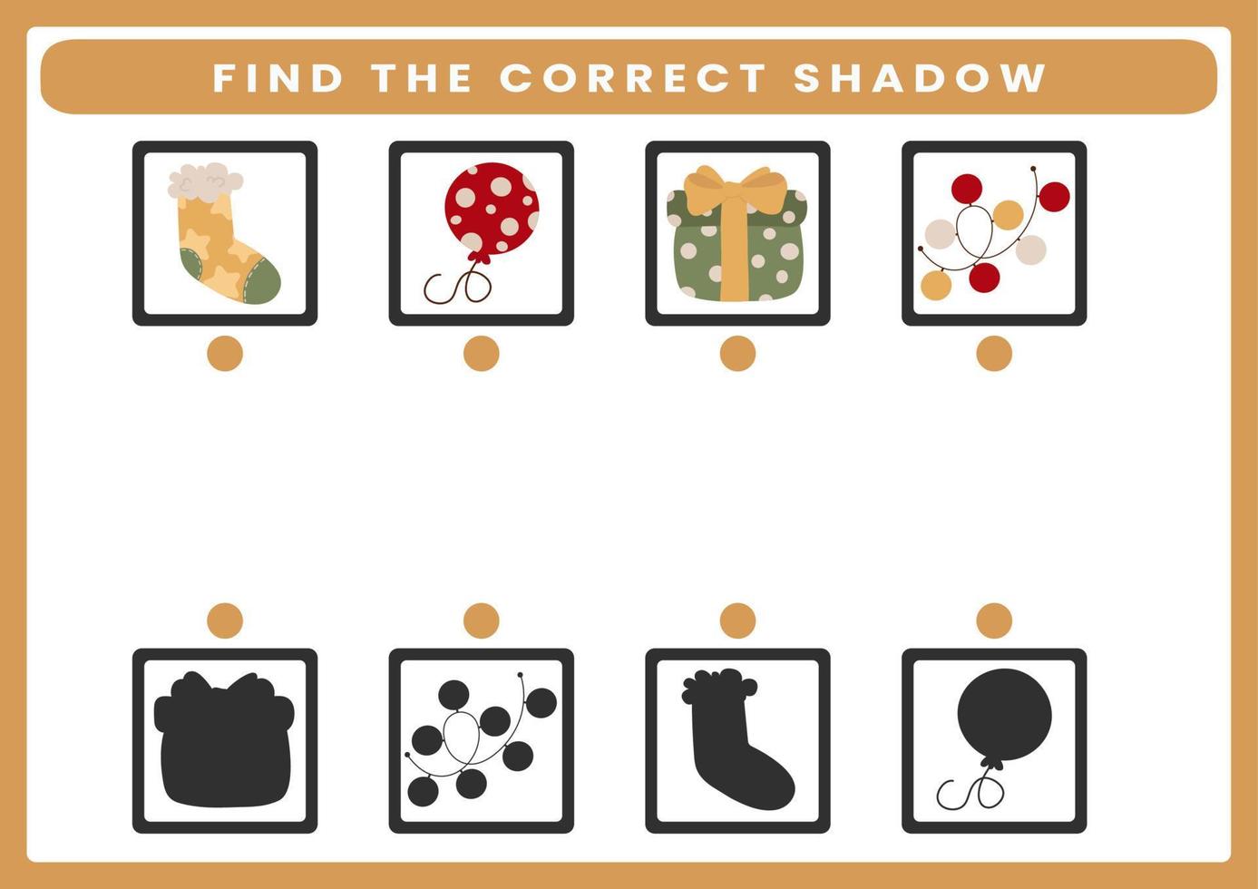 Weihnachts-Schatten-Matching-Aktivität für Kinder vektor