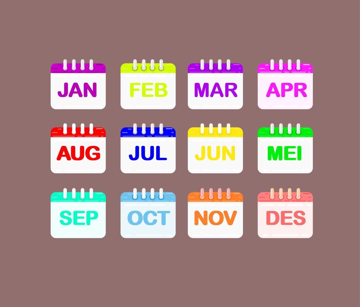 en uppsättning av grundläggande kalender månad ikoner i vektor uppsättning