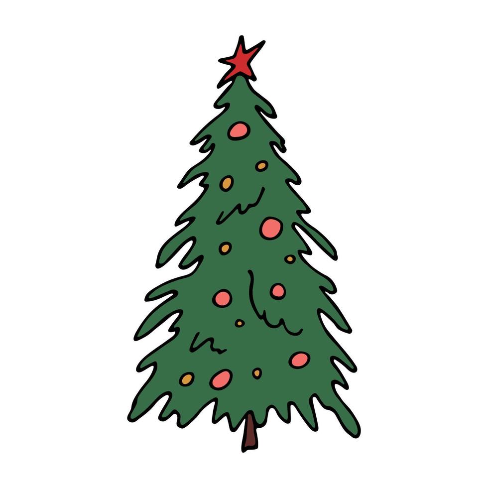 weihnachtsbaum hand gezeichnete clipart. Fichte Gekritzel. einzelnes element für karte, druck, web, design, dekor vektor