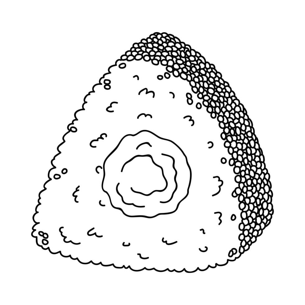 hand dragen onigiri ClipArt. japansk snabb mat tillverkad av ris. ris boll i inte jag heller tång vektor