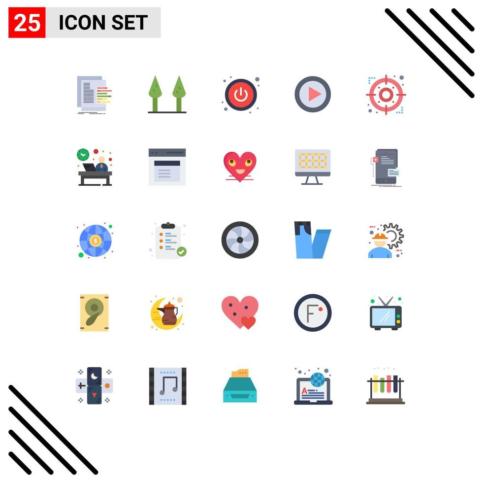 25 användare gränssnitt platt Färg packa av modern tecken och symboler av fokus strategi växla pil spela redigerbar vektor design element