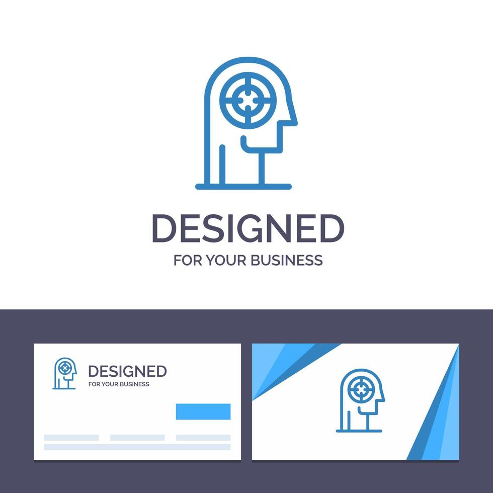 kreativ företag kort och logotyp mall pil koncentration fokus huvud mänsklig vektor illustration