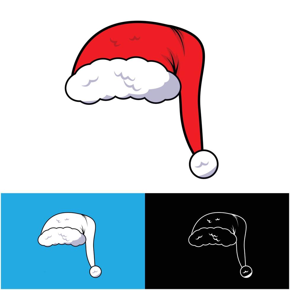 Symbol für rote Weihnachtsmützen. Weihnachtsmann-Kostüm-Vektor-Illustration vektor