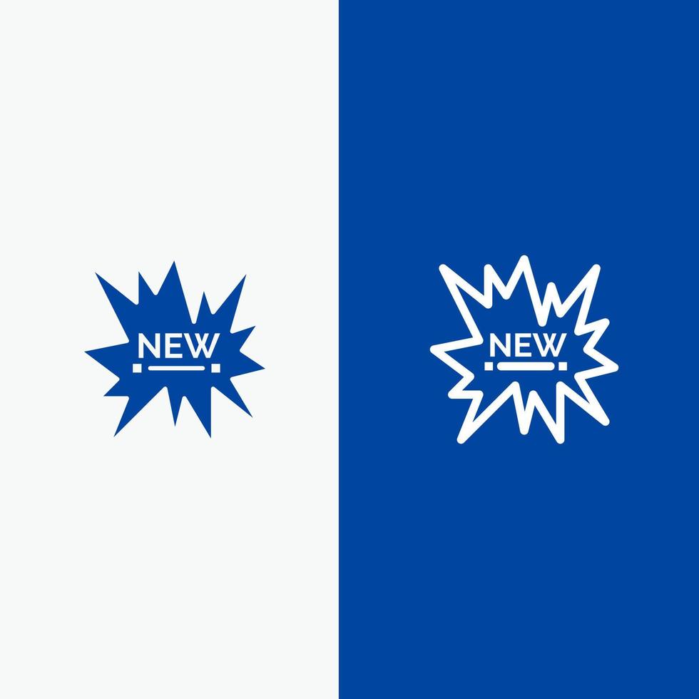 E-Commerce-Shopping-Tag neue Linie und Glyphe festes Symbol blaues Banner vektor