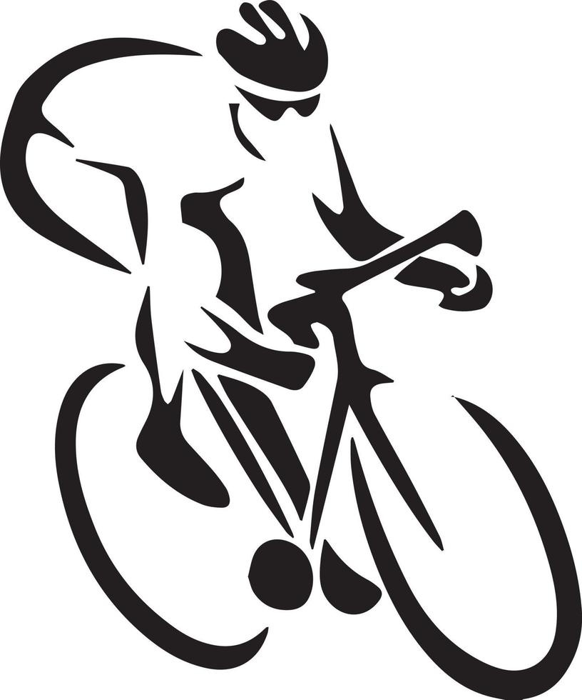 Fahrrad-Symbol. Fahrradrennen-Symbol. Flaches Symbol für Radrennen. Radfahrer Zeichen. Straßenradfahrer-Silhouette. Sport-Logo vektor