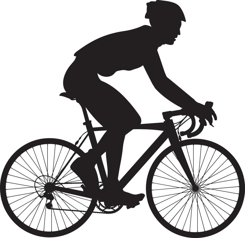 Fahrrad-Symbol. Fahrradrennen-Symbol. Flaches Symbol für Radrennen. Radfahrer Zeichen. Straßenradfahrer-Silhouette. Sport-Logo vektor