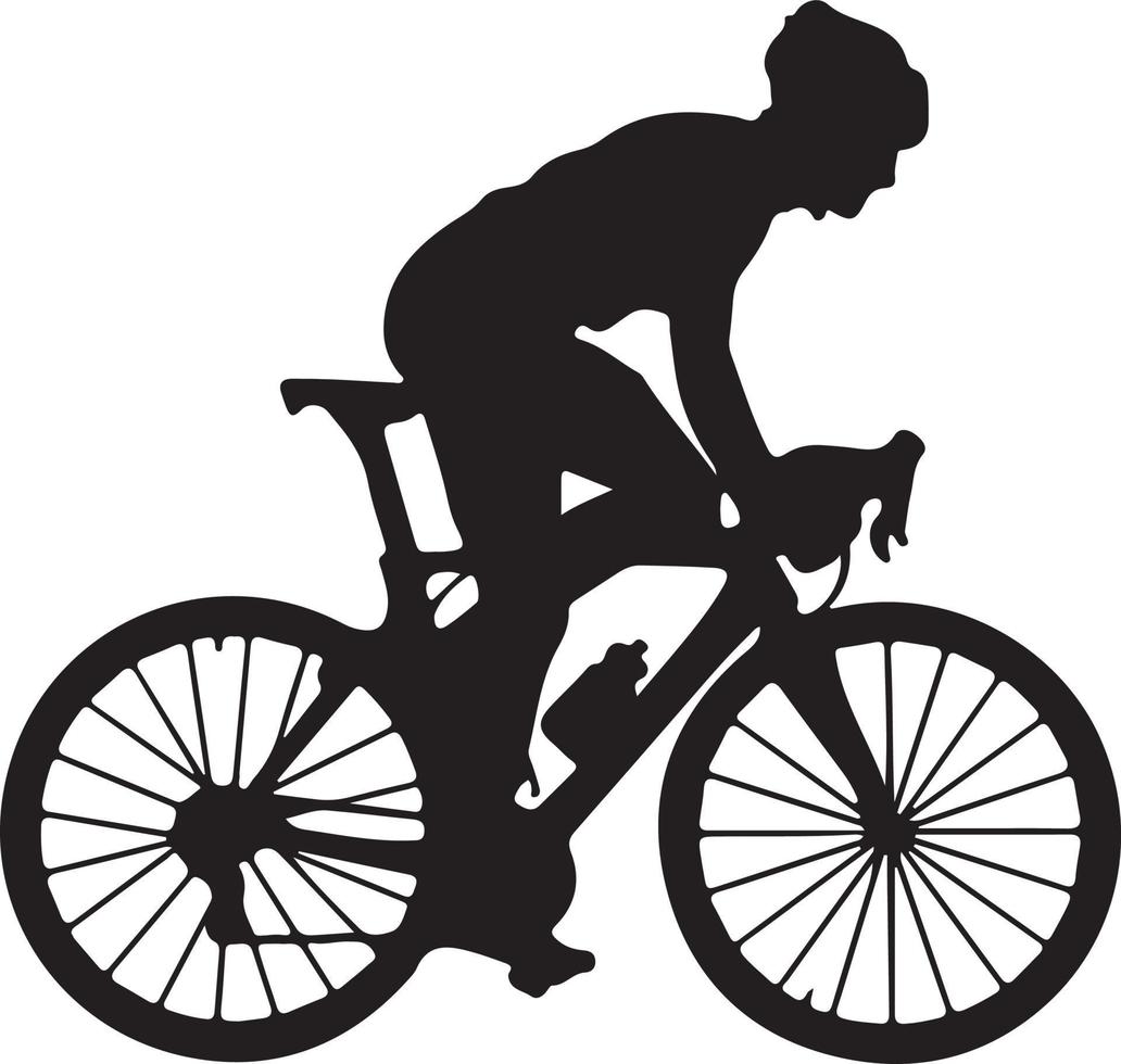 Fahrrad-Symbol. Fahrradrennen-Symbol. Flaches Symbol für Radrennen. Radfahrer Zeichen. Straßenradfahrer-Silhouette. Sport-Logo vektor