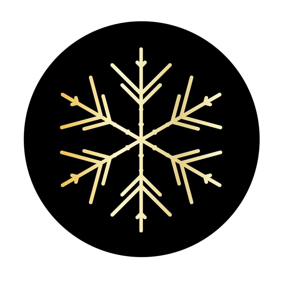 vektor gyllene snöflinga på runda bakgrund ikon. illustration för webb