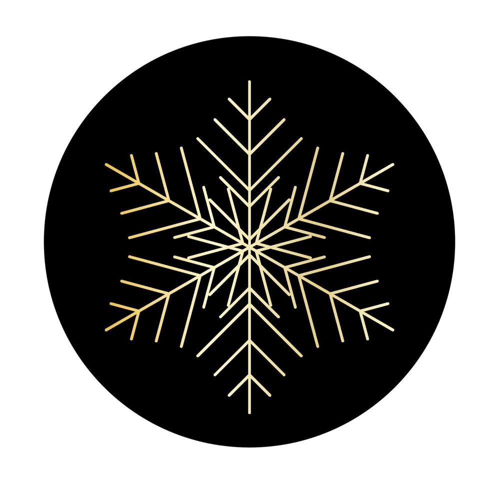 Vektor goldene Schneeflocke am runden Hintergrundsymbol. Illustration für das Web
