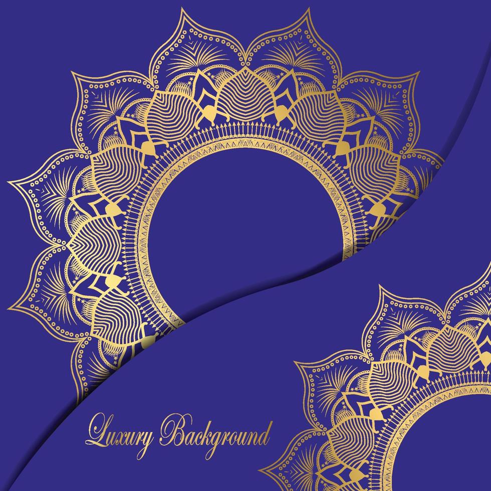 lyx gyllene kunglig mandala med arabicum islamic stil, blå bakgrund vektor