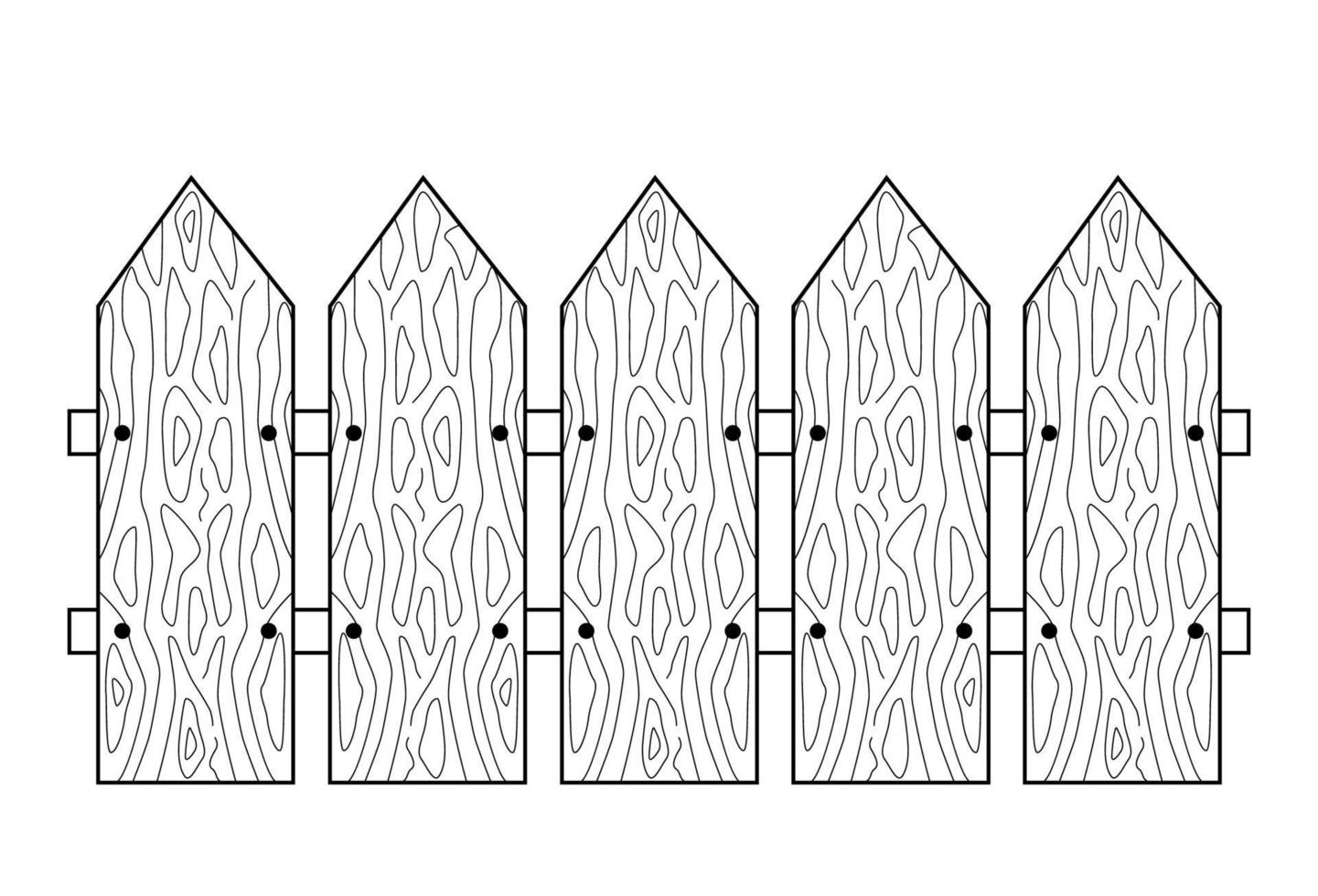 Holzzaun. Linienvektorillustration der Gartenpalisade. Zeichnung der Holzstruktur. vektor