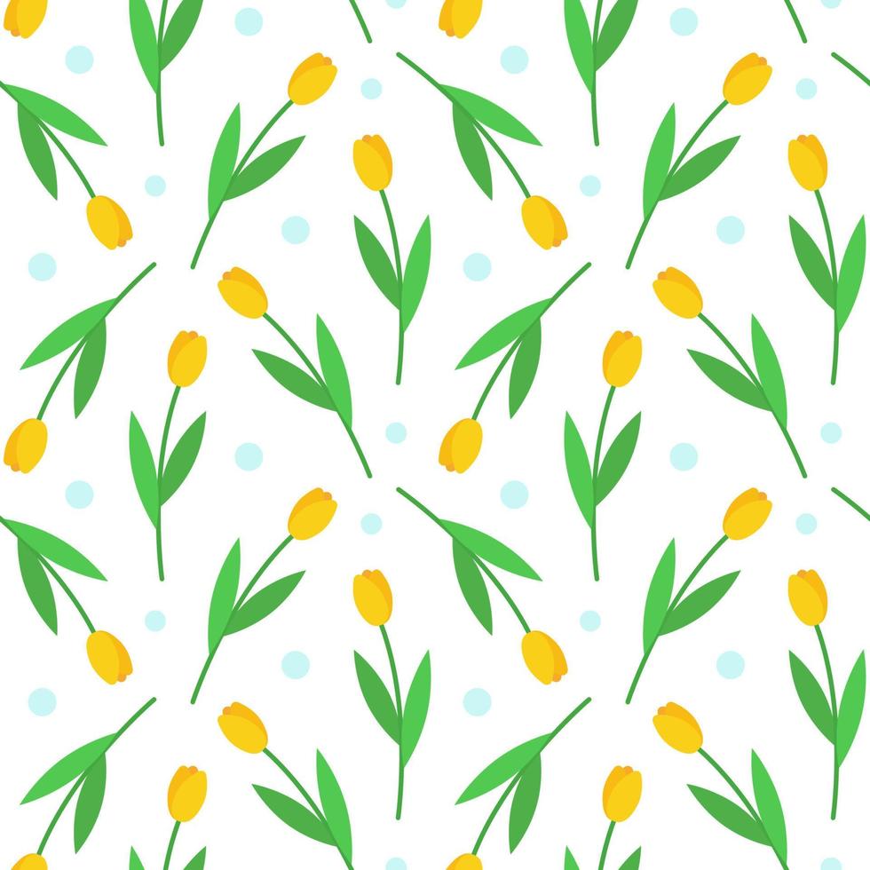 blommig sömlös mönster. vektor illustration av gul tulpaner. textil- och förpackning papper design.