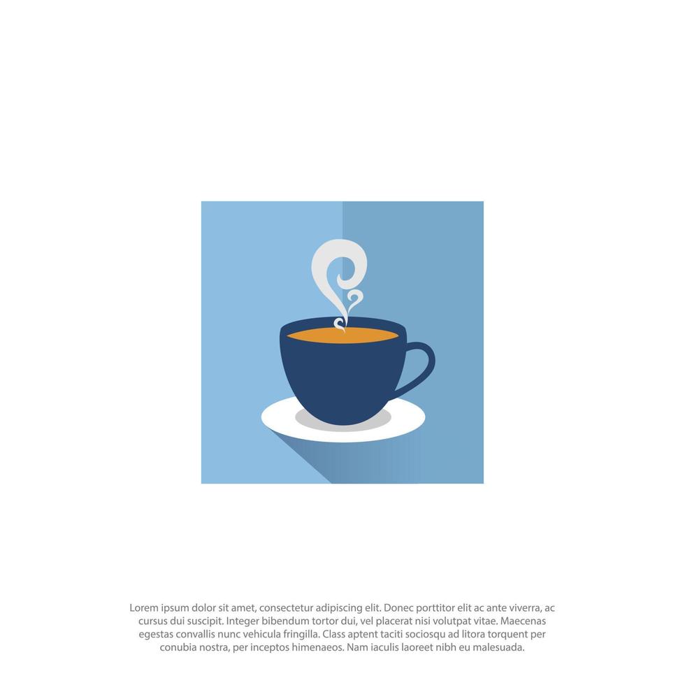 blå kaffe råna eller kopp med ånga eller rök i platt design stil. vektor illustration