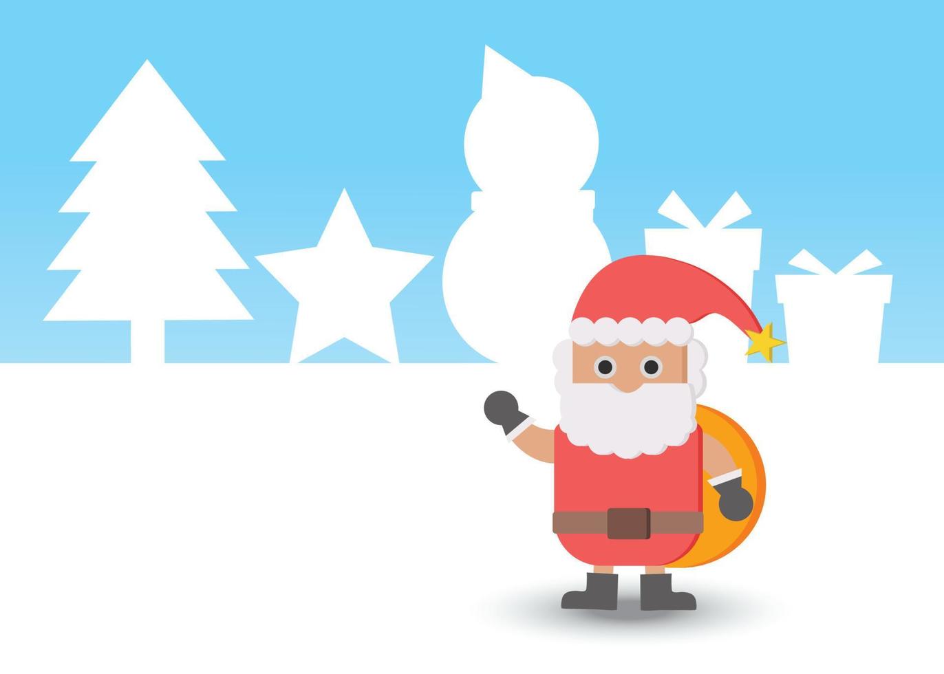 vektor jul dag bakgrund av santa claus och vit jul träd gåva låda snögubbe i vit tecknad serie söt santa claus för dekorera jul dag festival.illustration av jul dag bakgrund.