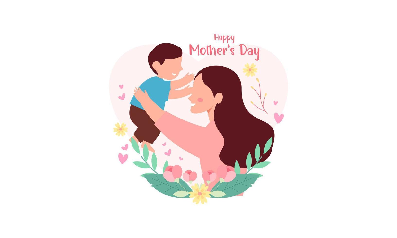 schönen Muttertag. glückliche Mutter und ihre Kinderillustration vektor