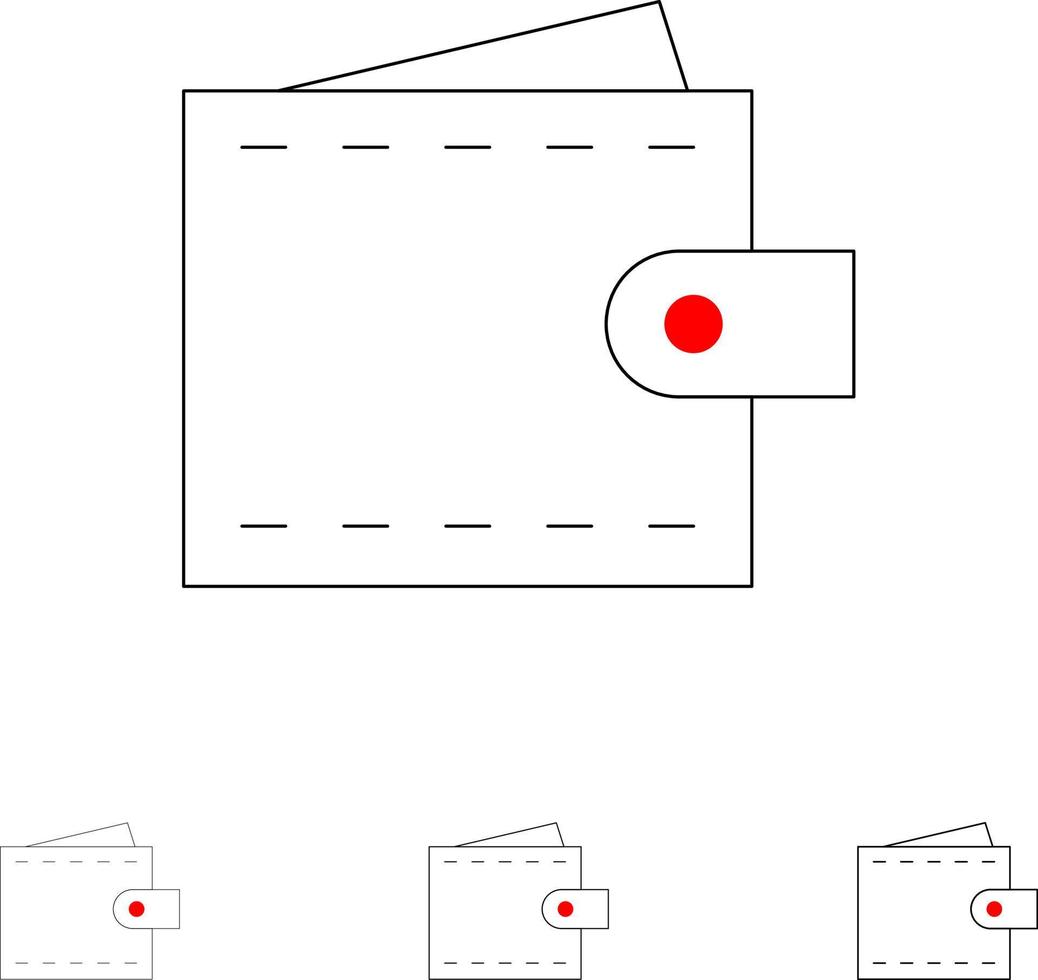 Business Finance Interface User Wallet Fett und dünne schwarze Linie Symbolsatz vektor