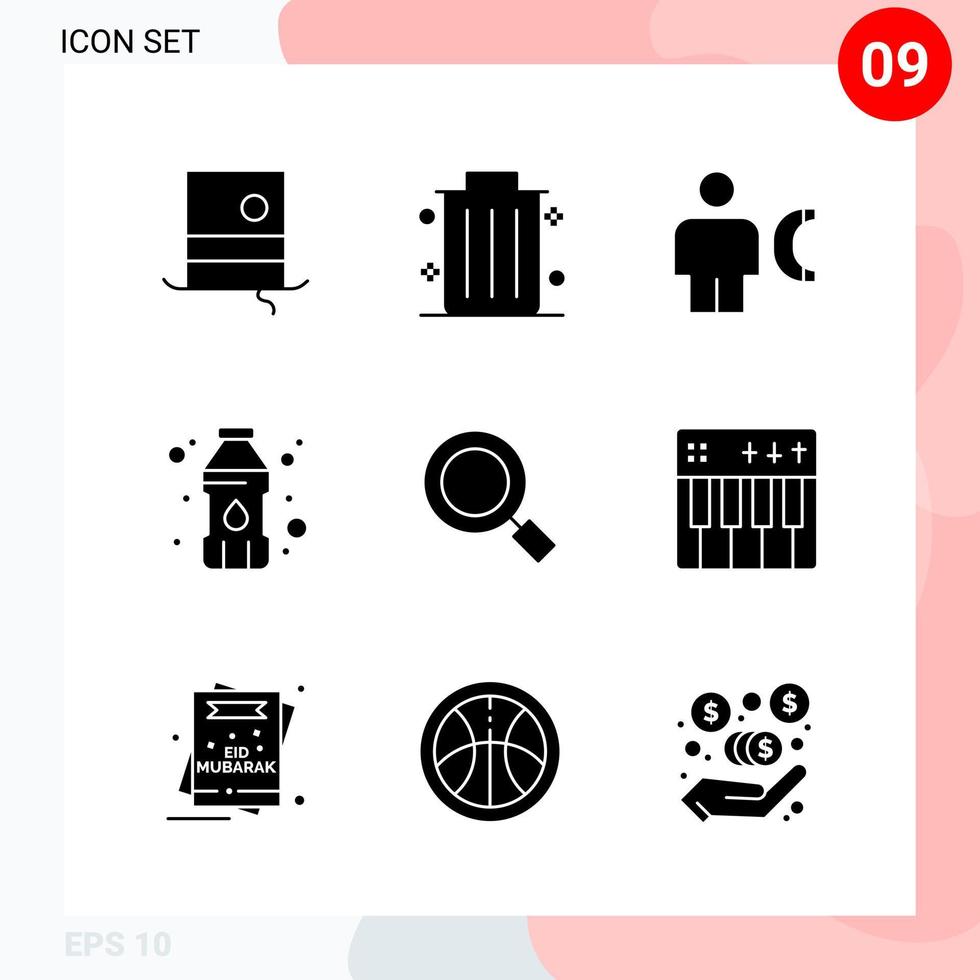 Vektorpaket mit 9 Symbolen im soliden Stil kreatives Glyphenpaket isoliert auf weißem Hintergrund für Web und mobile kreative schwarze Symbolvektorhintergrund vektor