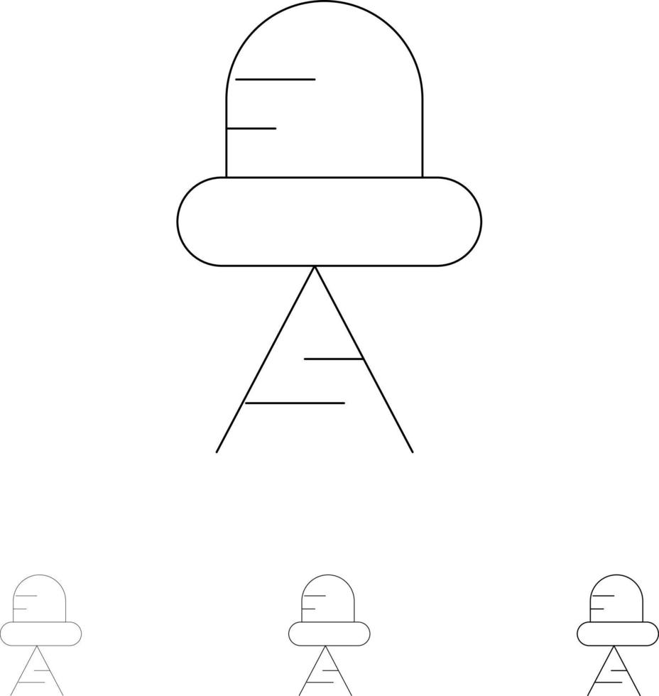diode led-licht fett und dünne schwarze linie symbolsatz vektor