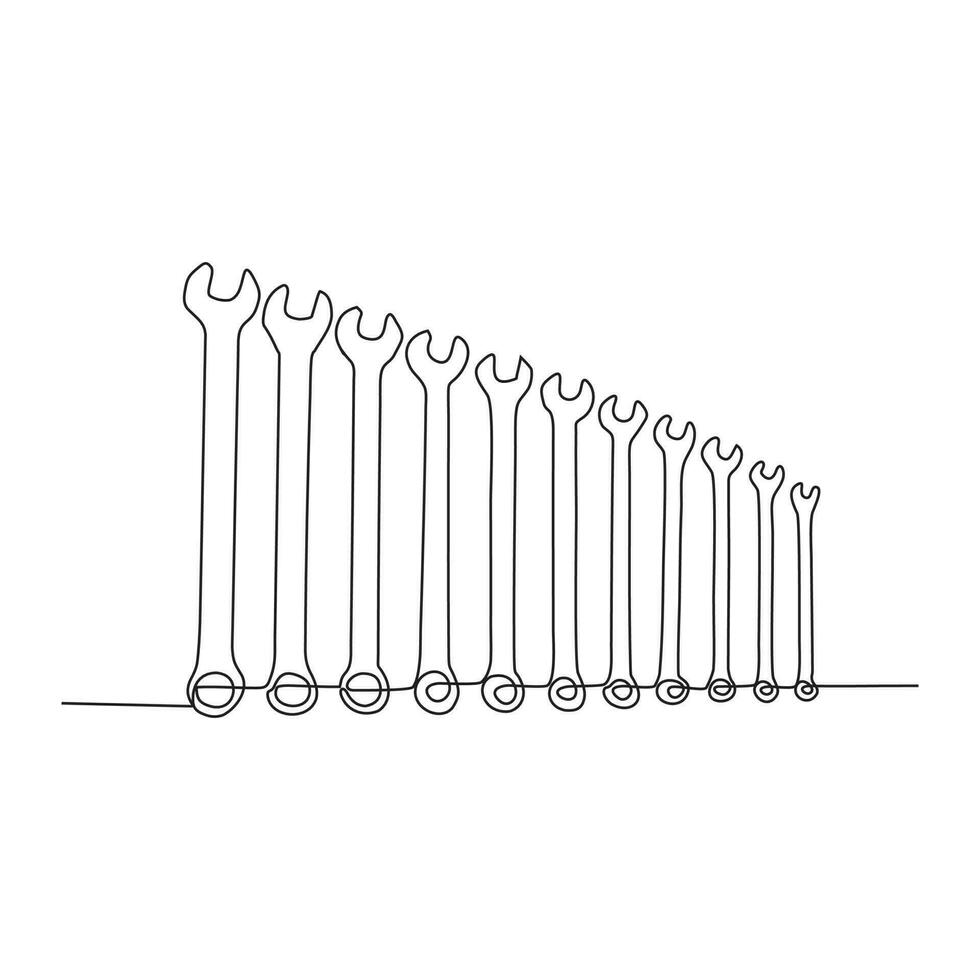 kontinuierliche Reihe von Werkstattschlüsseln vektor