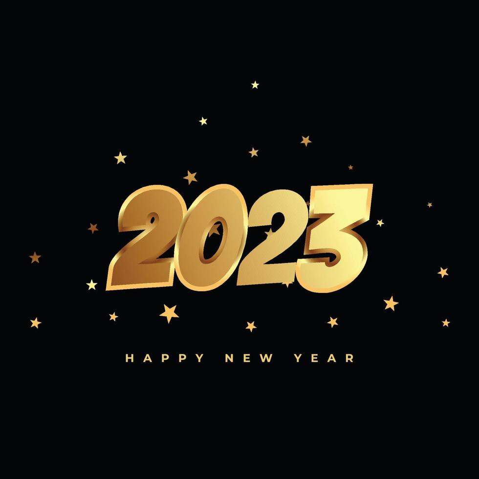 firande av gott nytt år 2023 med jul gyllene tal på en svart bakgrund.eps vektor