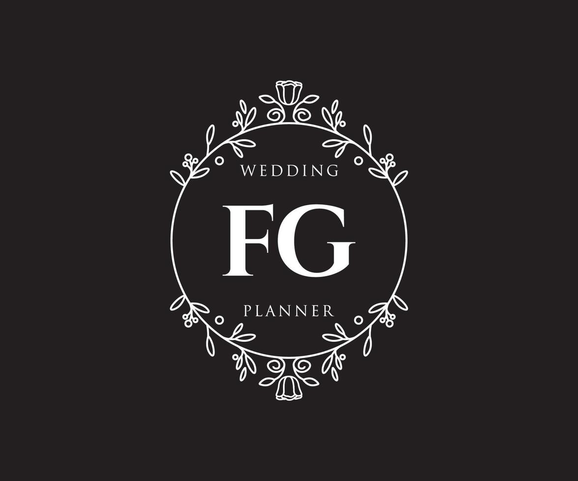 fg initialer brev bröllop monogram logotyper samling, hand dragen modern minimalistisk och blommig mallar för inbjudan kort, spara de datum, elegant identitet för restaurang, boutique, Kafé i vektor