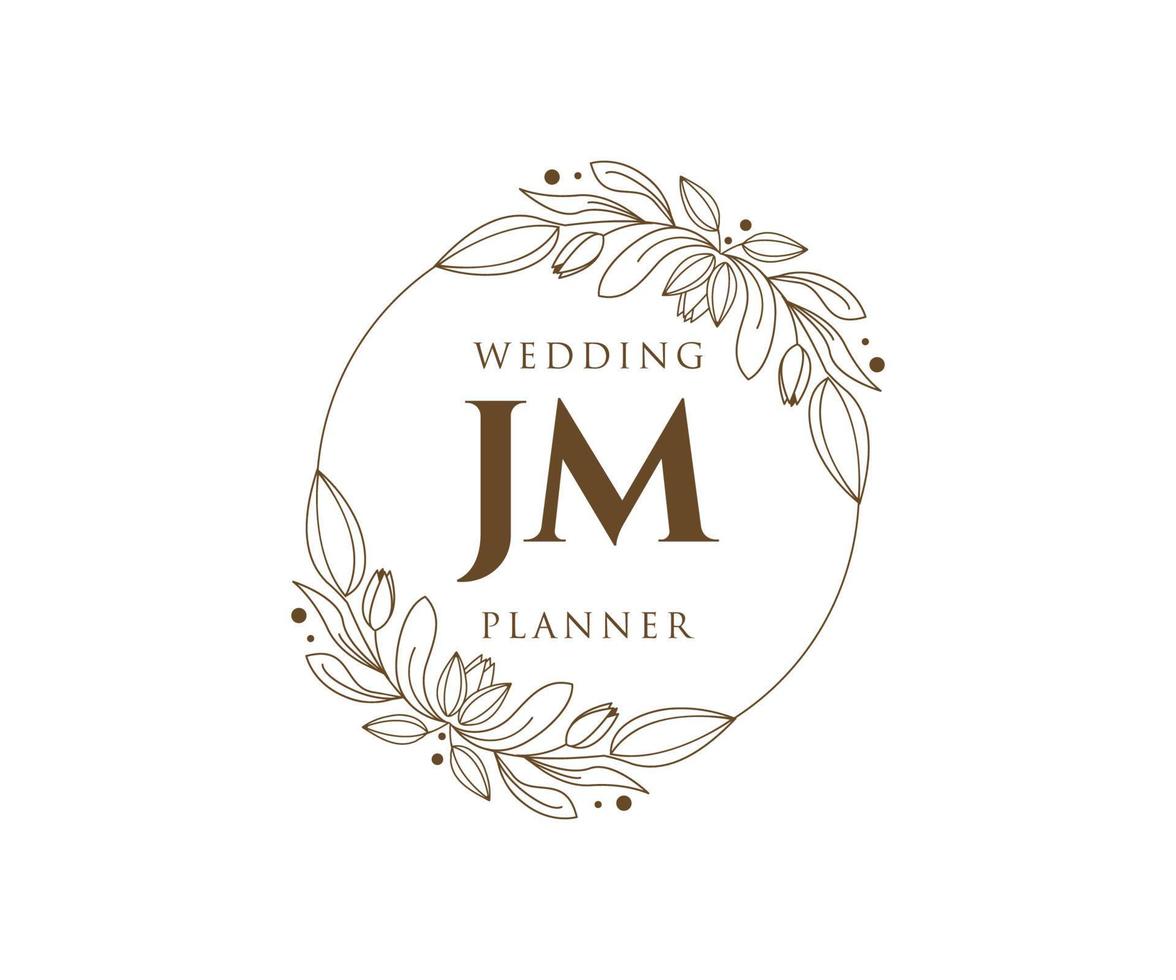 jm initialen brief hochzeitsmonogramm logos sammlung, handgezeichnete moderne minimalistische und florale vorlagen für einladungskarten, save the date, elegante identität für restaurant, boutique, café im vektor