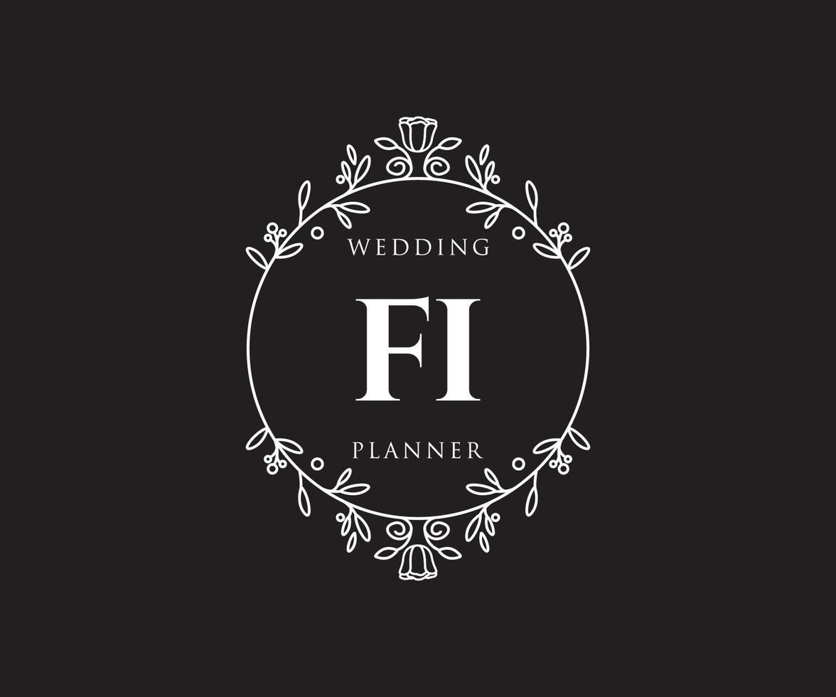 fi initialen brief hochzeitsmonogramm logos sammlung, handgezeichnete moderne minimalistische und florale vorlagen für einladungskarten, save the date, elegante identität für restaurant, boutique, café im vektor