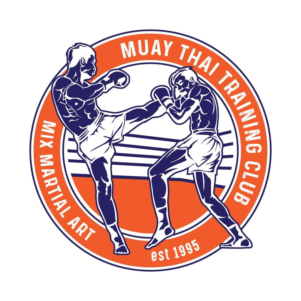 muay thai boxing martial art vector illustration, perfekt für t-shirt design und martial art training club logo design