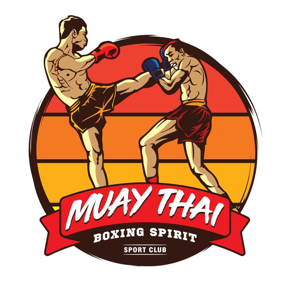 muay thai boxing martial art vector illustration, perfekt für t-shirt design und martial art training club logo design