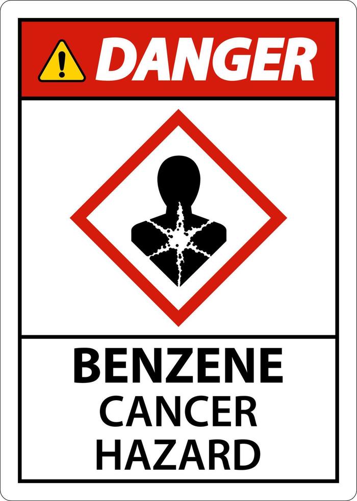 Gefahr Benzol Krebsgefahr ghs Zeichen auf weißem Hintergrund vektor