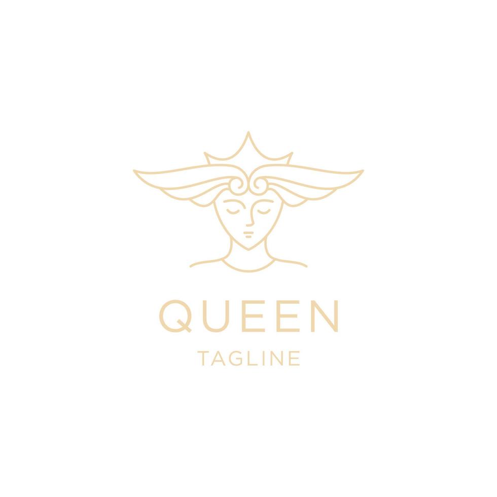 Queen-Line-Logo-Icon-Design-Vorlage flacher Vektor