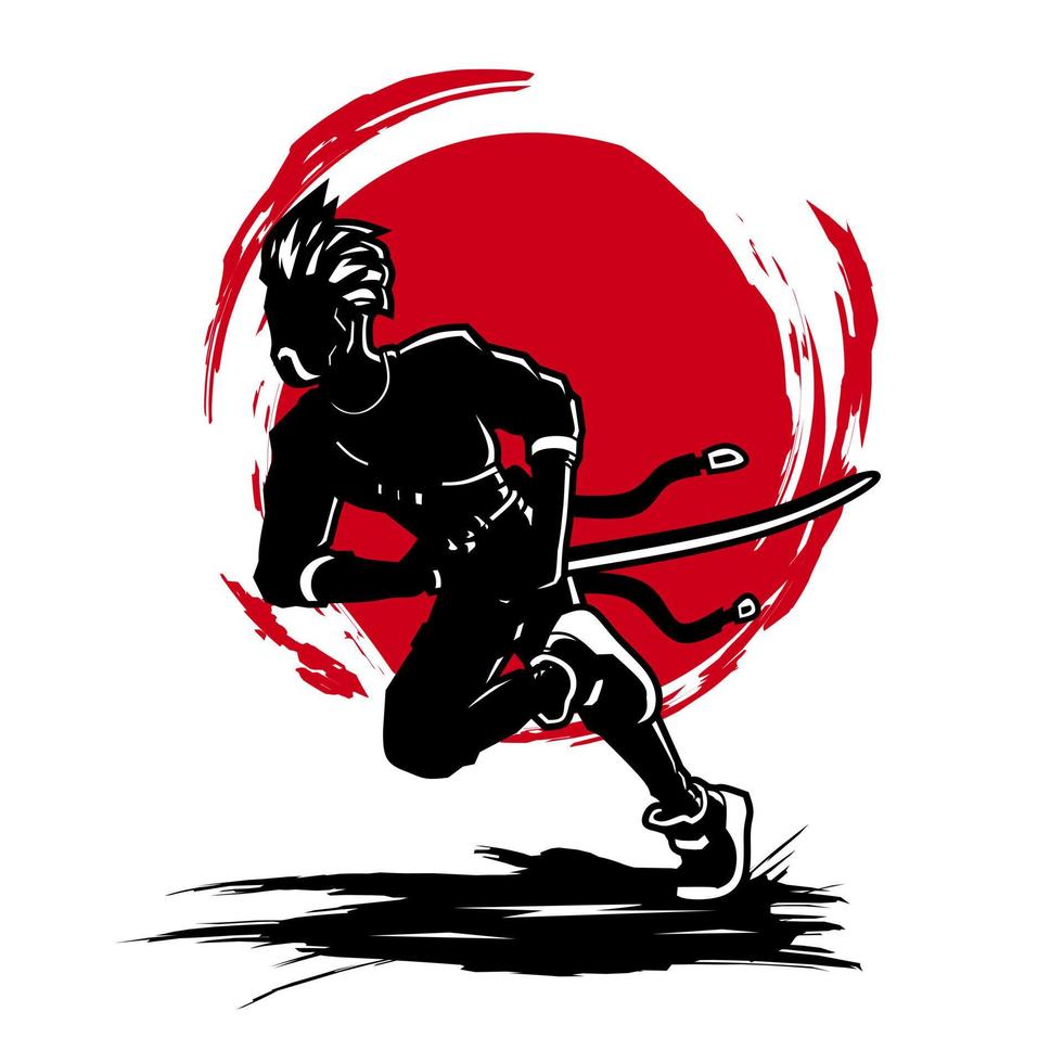 samurai der japanische kämpfermannentwurf für t-shirt und waren. abstrakte Vektor-Logo-Illustration. vektor