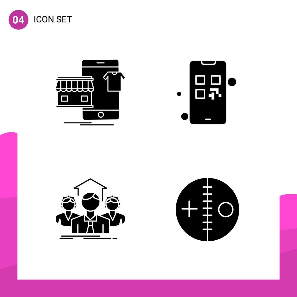 glyf ikon uppsättning packa av 4 fast ikoner isolerat på vit bakgrund för mottaglig hemsida design skriva ut och mobil tillämpningar kreativ svart ikon vektor bakgrund