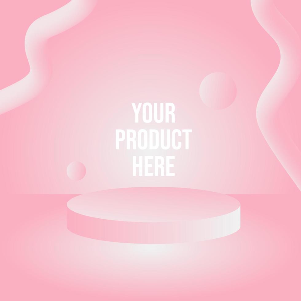 podium in rosa flüssigem farbverlaufshintergrund für die produktpräsentation 3d-render-3d-illustration vektor