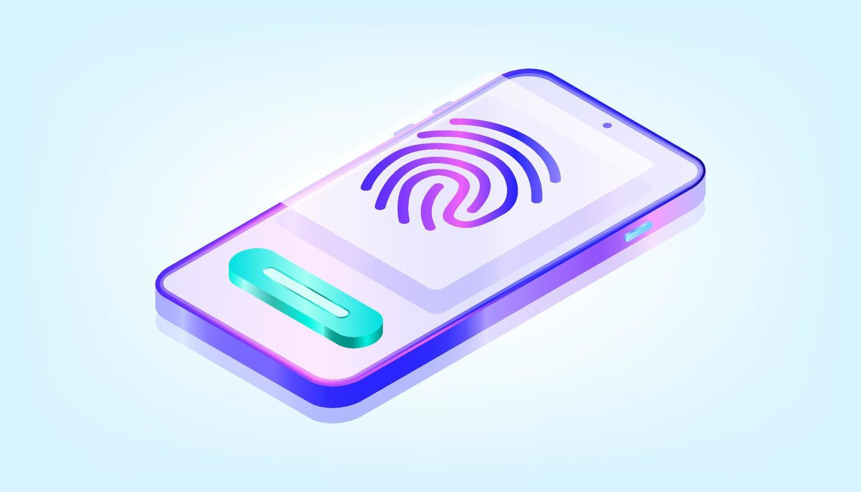 uppkopplad mobil app fingeravtryck. biometrisk teknologi för erkännande. analyserar grafer. 3d lutning webb vektor illustrationer. lämplig för ui, ux, webb, mobil, baner och infografik.