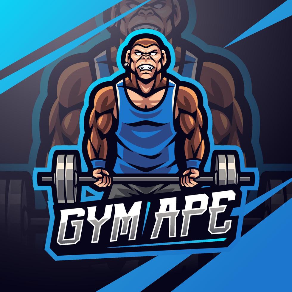 Gym apa esport maskot logotyp design vektor