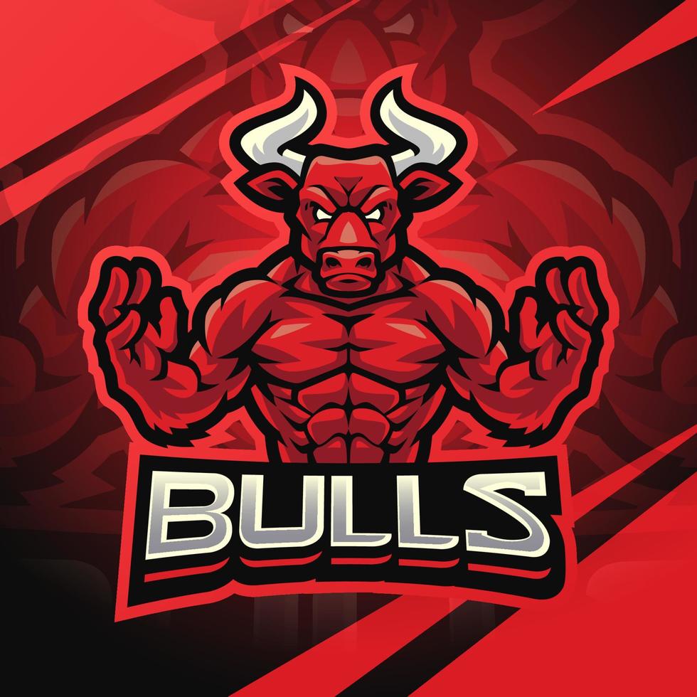 bulls kämpfer maskottchen logo design vektor