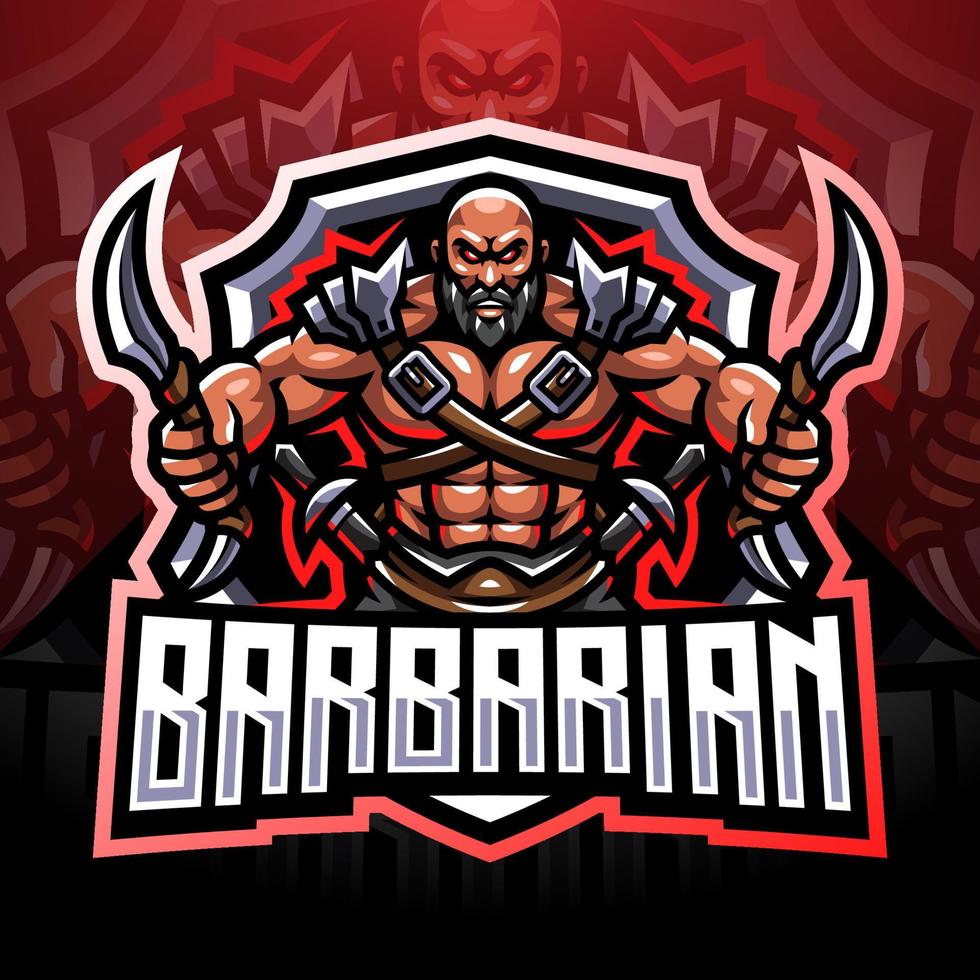 barbarisches Esport-Maskottchen-Logo-Design vektor