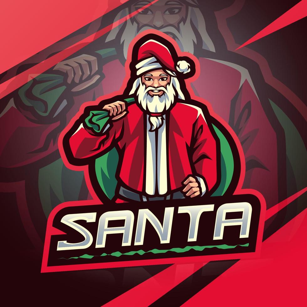 santa esport maskot logo design vektor