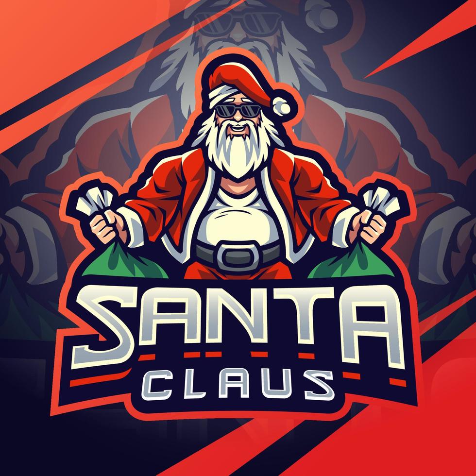 santa esport maskot logo design vektor