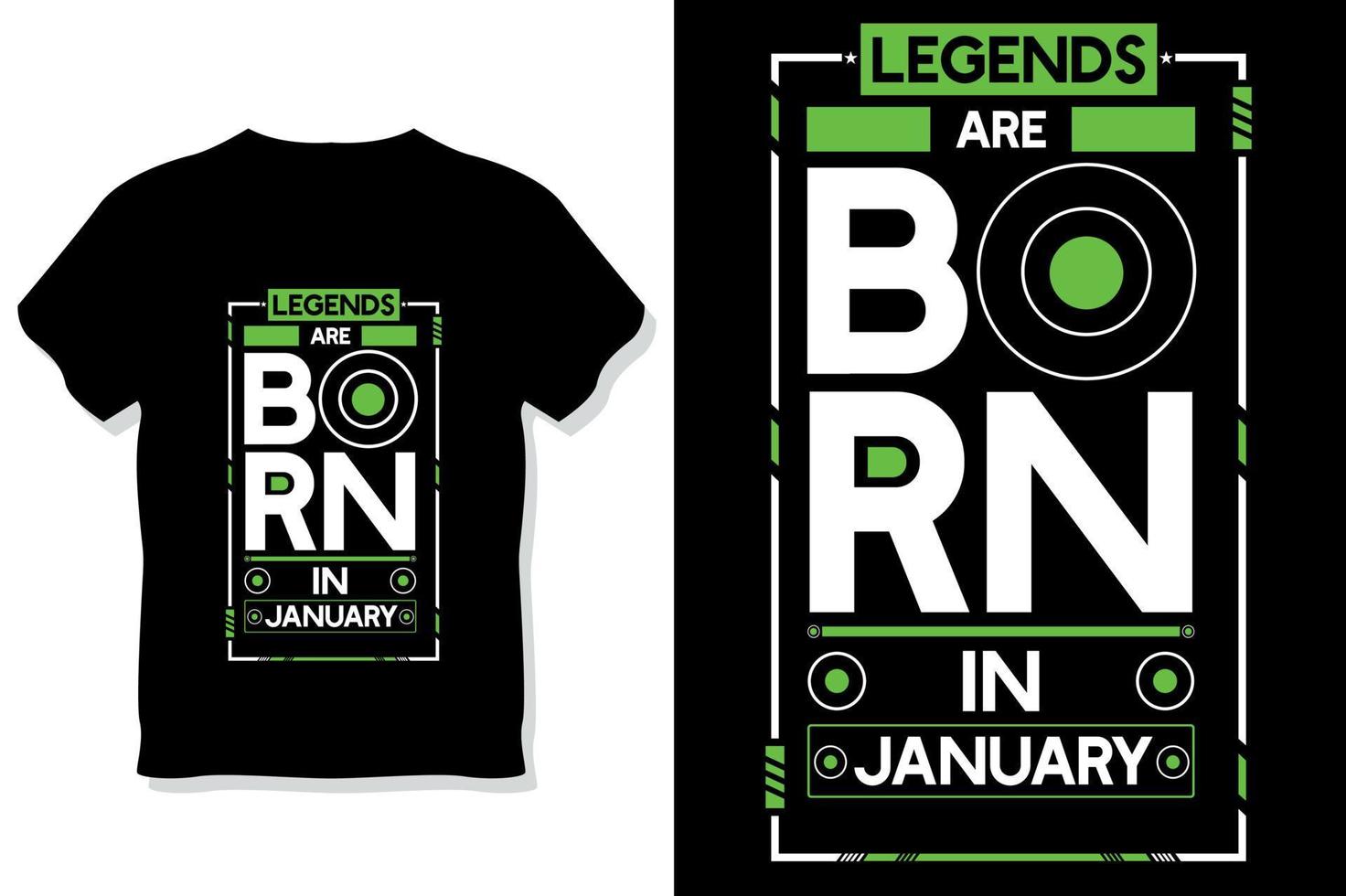 legends är född i januari födelsedag citat t skjorta design vektor