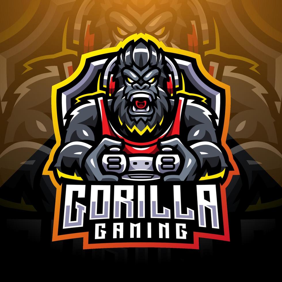 gorilla gaming esport maskot logotyp vektor