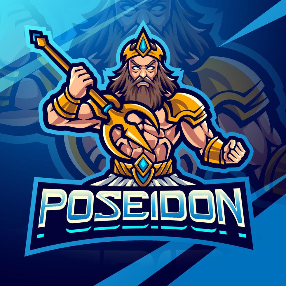 poseidon esport maskottchen logo design vektor