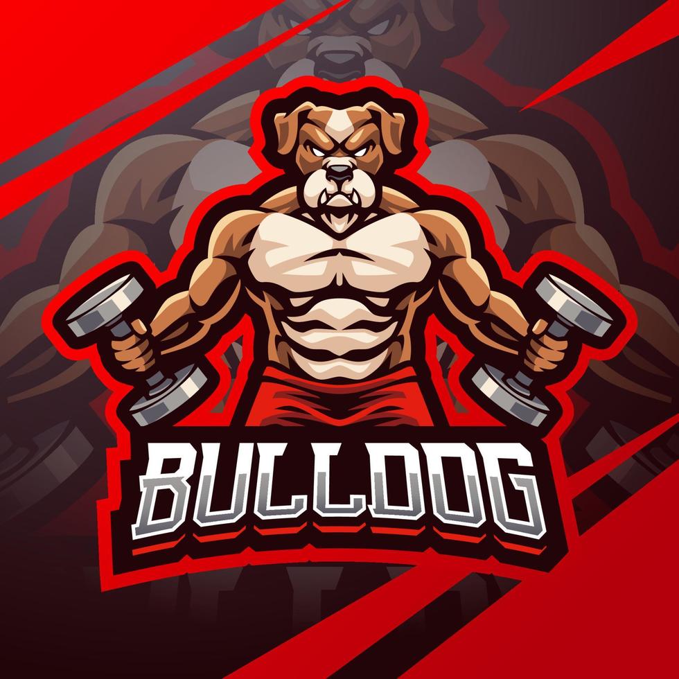 bulldogge gym esport maskottchen logo design vektor