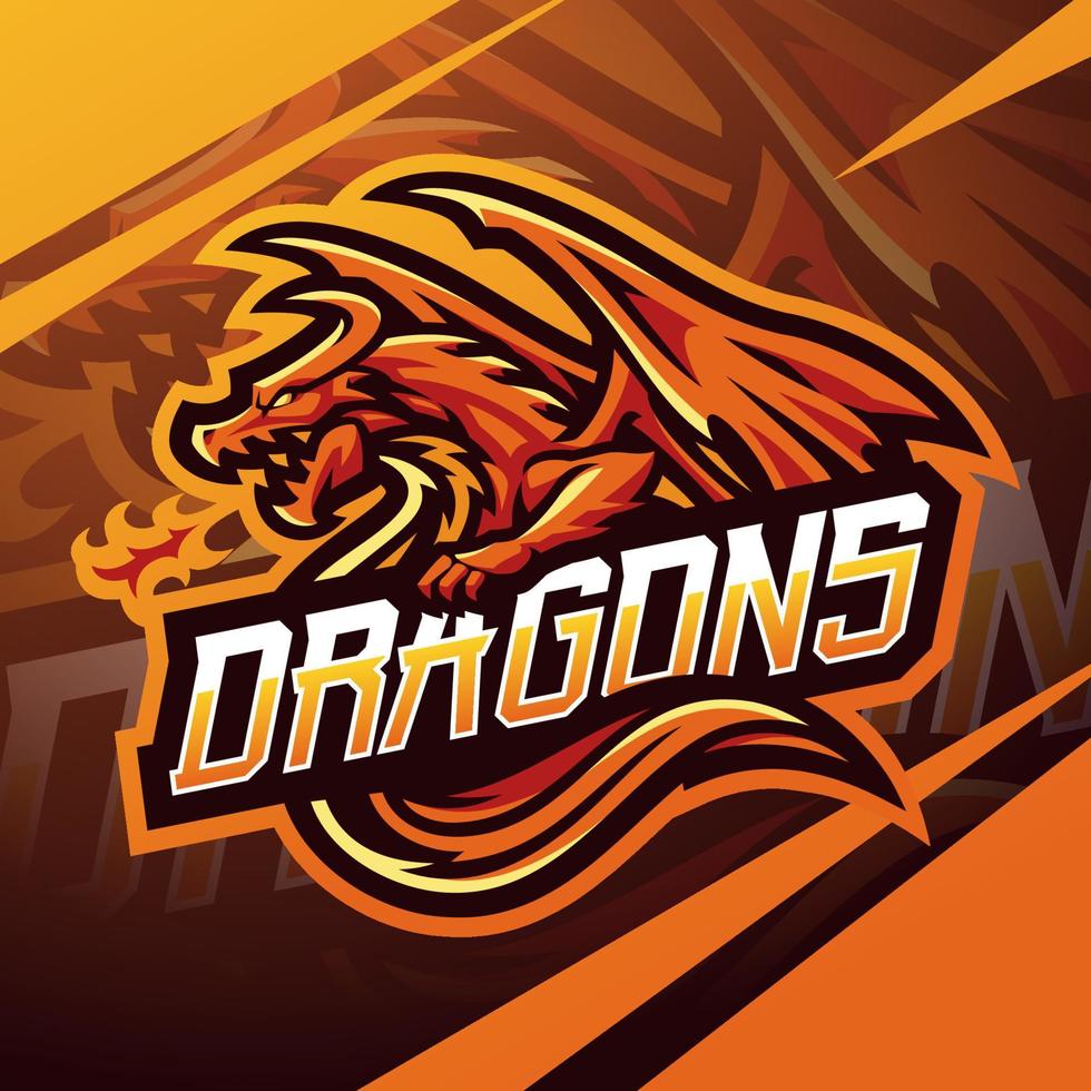 Drachen-Esport-Maskottchen-Logo-Design vektor