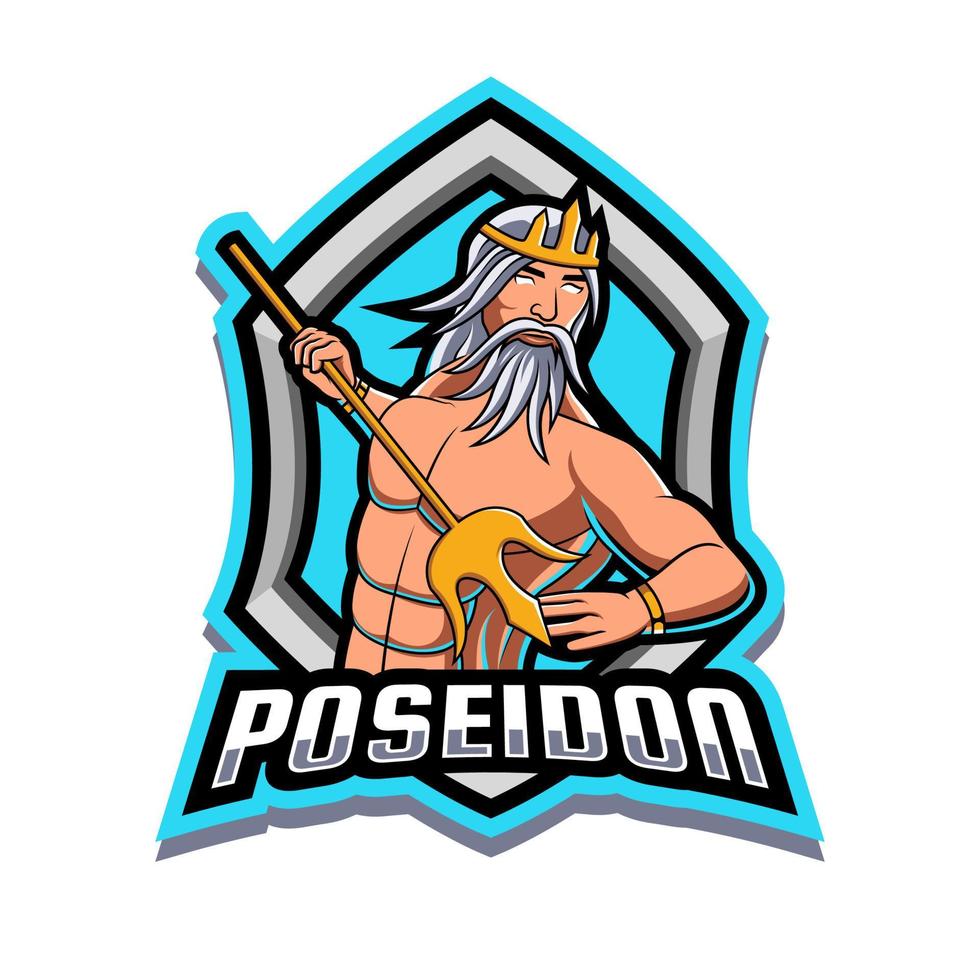 poseidon gaming maskot logotyp illustration vektor