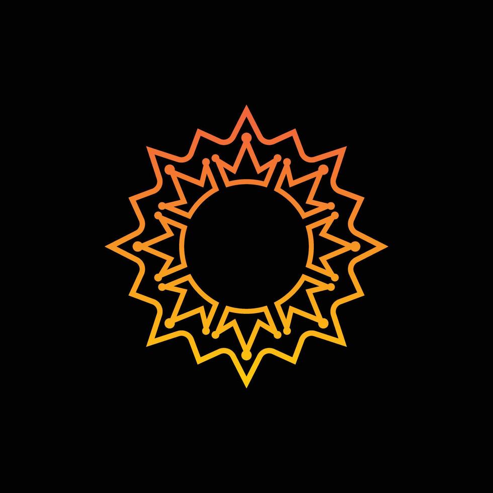 en kreativ logotyp design av en krona kombination med en Sol form i en enkel platt begrepp. vektor