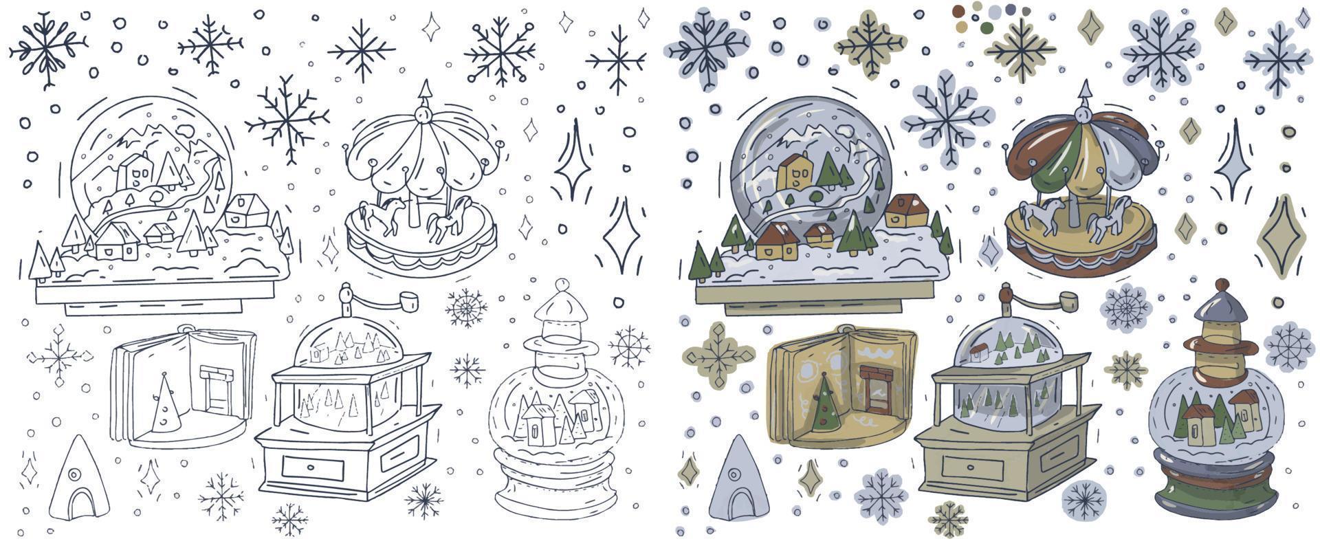 snö jul vinter- fe- berättelse hus skog mysigt Semester humör vektor